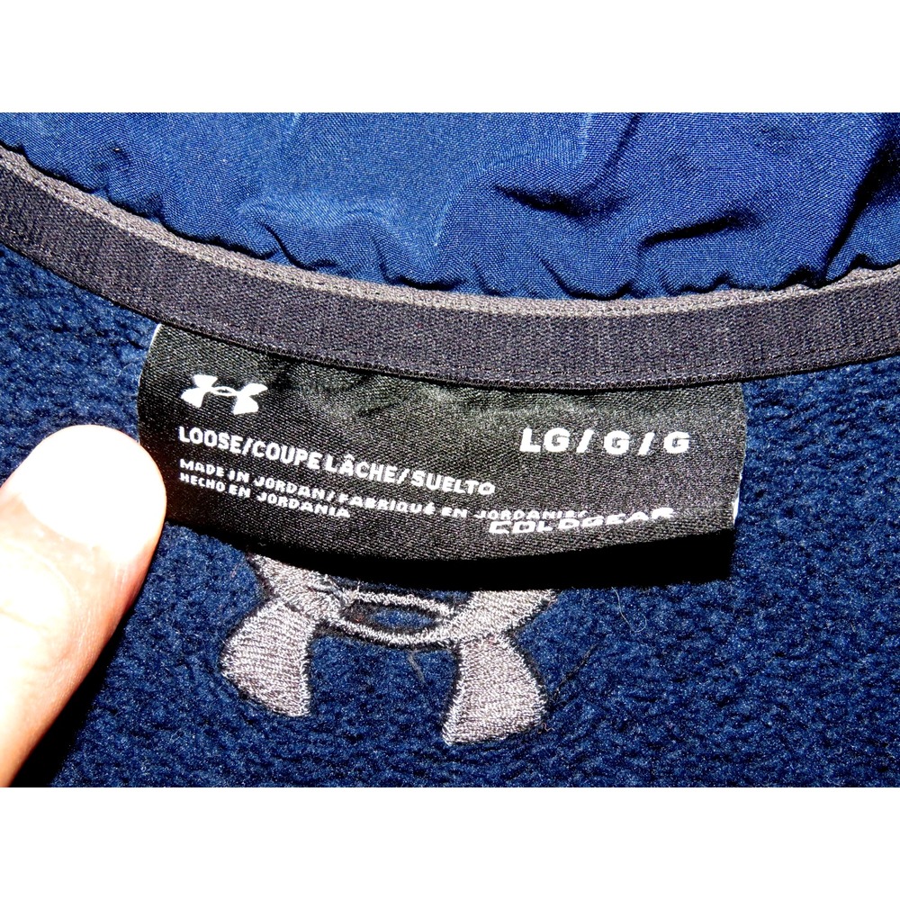 Under Armour Cold Gear Dark Blue Collared Snap Sweater Fleece Jacket Men's Large - Picture 8 of 8